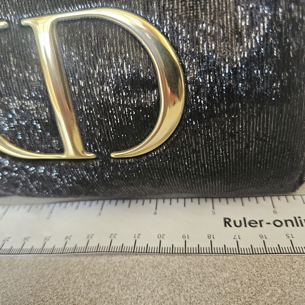 NIB Dior Beaute Black Velvet Cosmetic Beauty Bag W/ Pearl Crossbody Chain GWP - Picture 6 of 9